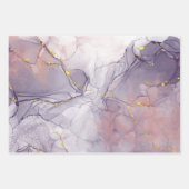 バイオレットと金ゴールド大理石 ラッピングペーパーシート (正面3)