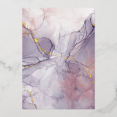 バイオレットと金ゴールド大理石 箔招待状 (裏面)