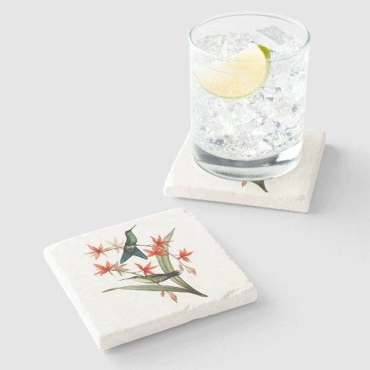 バイオレットによっておおわれる森の精のハチドリ ストーンコースター (横)