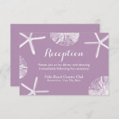 バイオレットのヒトデとサンド・ダラー ウェディング・レセプション エンクロージャーカード (正面/裏面)