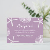 バイオレットのヒトデとサンド・ダラー ウェディング・レセプション エンクロージャーカード (スタンド正面)