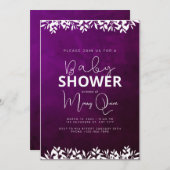 バイオレットのミニマリスト赤ちゃんシャワー 招待状 (正面/裏面)