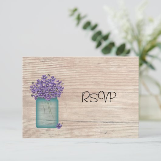 バイオレットのメイソンジャー 結婚式の受付確認のご案内 招待状 (スタンド正面)