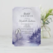 バイオレットの冬の風景 ワインボトル ブライダルシャワー 招待状 (スタンド正面)