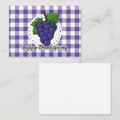 バイオレットの格子縞にグレープ - ハッピータンクスギビング ノートカード (正面/裏面)