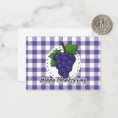 バイオレットの格子縞にグレープ - ハッピータンクスギビング ノートカード (正面/裏面インサイチュ)
