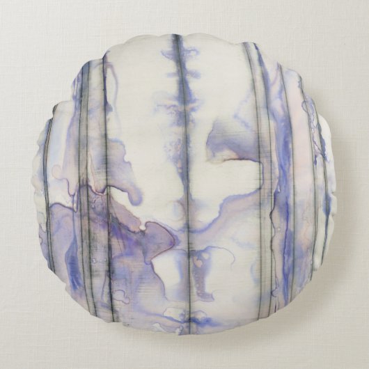 バイオレットの自由な表現の水彩画 ラウンドクッション (正面)