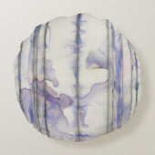 バイオレットの自由な表現の水彩画 ラウンドクッション (裏面)