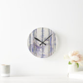 バイオレットの自由な表現の水彩画 ラウンド壁時計 (ホーム)