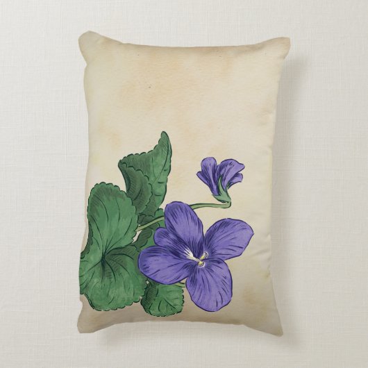 バイオレットの花のモノグラムのアートワークのためのV アクセントクッション (裏面(縦))