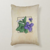 バイオレットの花のモノグラムのアートワークのためのV アクセントクッション (正面(垂直))