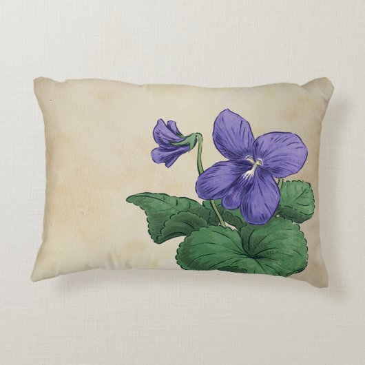 バイオレットの花のモノグラムのアートワークのためのV アクセントクッション (裏面)