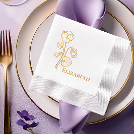 バイオレットの花の輪郭の箔押しナプキン 箔ナプキン