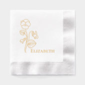 バイオレットの花の輪郭の箔押しナプキン 箔ナプキン (正面)