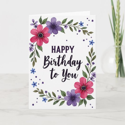 バイオレットの誕生日の花咲くカード カード (正面)