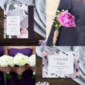 バイオレットはっきりしたプラムマウーブフローラ抽象芸術 サンキューカード