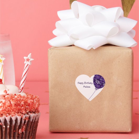 バイオレットよくはしゃぐ赤面バルーンハッピーバースデー ハートシール (パーティー)