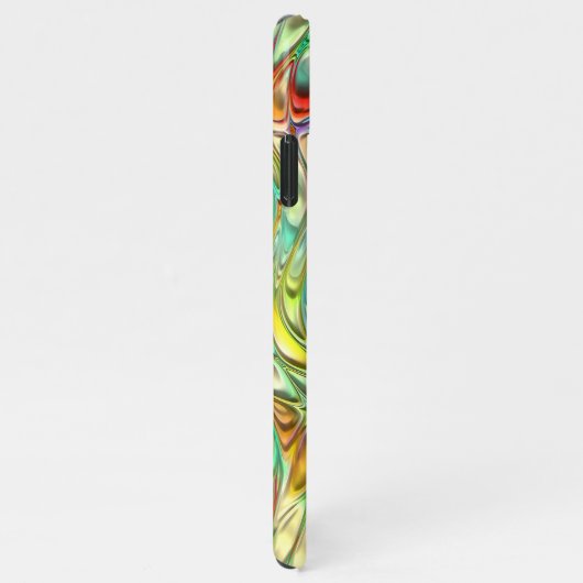 バイオレットアクアターコイズオレンジピンクレトロスワーズアート iPhoneケース (右側)