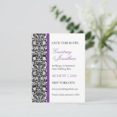 バイオレットアクセント付きダマスクのSave the Date セーブザデート (スタンド正面)