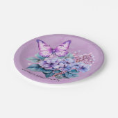 バイオレットアジサイフローラバタフライブライダルシャワー ペーパープレート (アングル)