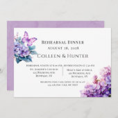 バイオレットアジサイフローラバタフライリハーサルディナー 招待状 (正面/裏面)