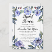 バイオレットアネモンフラワーウォーターブライダルシャワー 招待状 (正面)