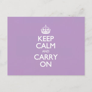 バイオレットアフリカKeep Calm and Carry Onホワイト文字 ポストカード