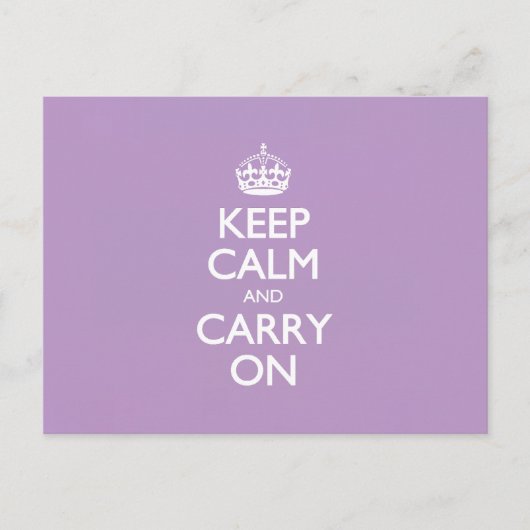 バイオレットアフリカKeep Calm and Carry Onホワイト文字 ポストカード (正面)