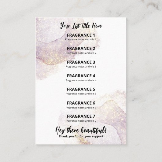 バイオレットアルコールインク製品価格リストカード 名刺 (裏面)