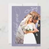 バイオレットアーチボタニカルリーフ結婚のサンキューカード サンキューカード (正面)