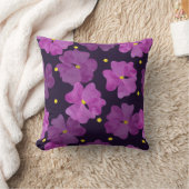 バイオレットウィスパー：フローラ水彩エレガンス クッション (ブランケット)