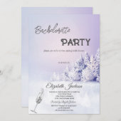 バイオレットウィンターランドスケープフォレストバチェロレッテ 招待状 (正面/裏面)