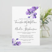 バイオレットウォーターカラーオーキッドの結婚式招待状 招待状 (スタンド正面)