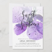 バイオレットウォーターカラーオーキッドスウィート16招待状 招待状 (正面)