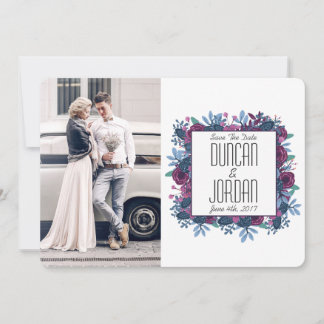 バイオレットウォーターカラーフォトセーブ・ザ・デート案内 セーブザデート