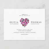 バイオレットウォーターカラーフラワーズハート結婚ブーケズ  インビテーションポストカード (正面)