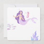 バイオレットウォーターカラーマーメイドバースデーパーティー誕生日 招待状 (裏面)