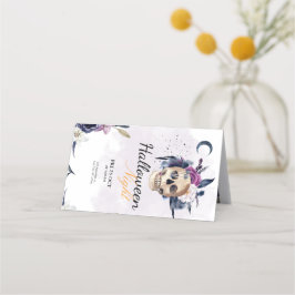 バイオレットウォーター色ハローウィンパーティゴシックスカル プレイスカード