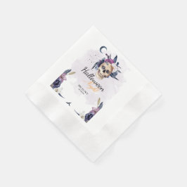 バイオレットウォーター色ハローウィンパーティゴシックスカル 縁ありカクテルナプキン