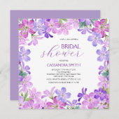 バイオレットエレガントゼラニウムフローラブライダルシャワー 招待状 (正面/裏面)