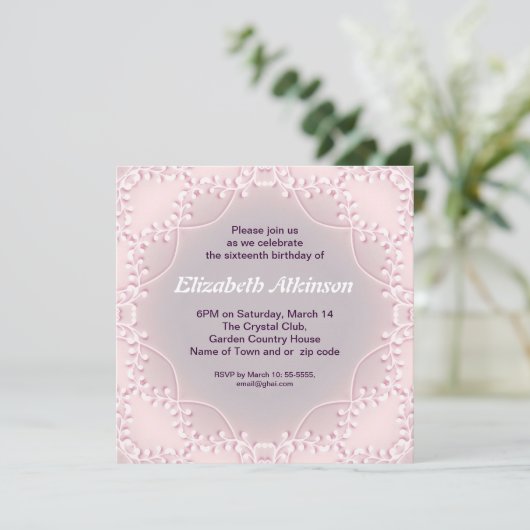 バイオレットエレガントデザインシンプル16誕生日招待状 招待状 (スタンド正面)