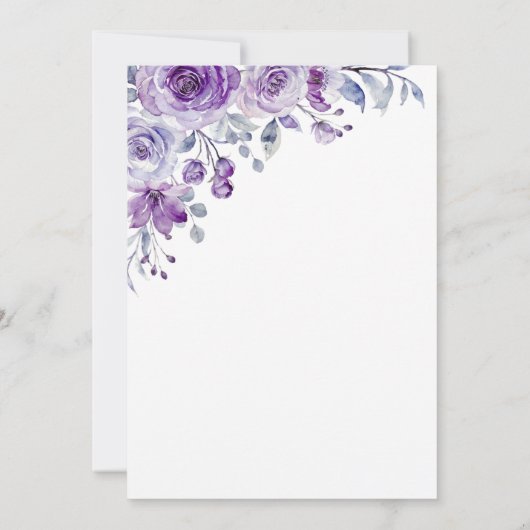 バイオレットエレガントバラフローラサプライズ誕生日 招待状 (裏面)