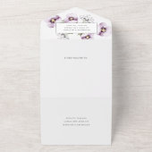 バイオレットエレガントパンジーフローラウォーター結婚カラー オールインワン招待状 (外側)