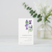 バイオレットエレガントフローラおむつラッフルベビーシャワー エンクロージャーカード (スタンド正面)