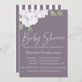 バイオレットエレガントフローラベビーシャワー招待状 招待状 (正面/裏面)