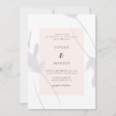 バイオレットエレガントラベンダー&ピーチカラー結婚ズ 招待状 (正面)