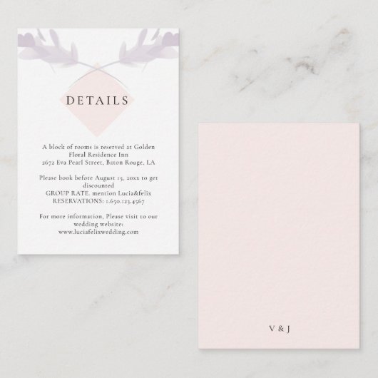 バイオレットエレガントラベンダー&ピーチ結婚ズ詳細 エンクロージャーカード (正面/裏面)