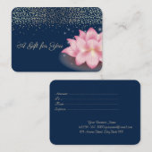 バイオレットエレガントロータス、紙吹雪、ネイビーブルー 割引カード (正面/裏面)