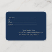 バイオレットエレガントロータス、紙吹雪、ネイビーブルー 割引カード (裏面)