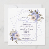 バイオレットエレガント5花びらバラブライダルシャワー 招待状 (正面)